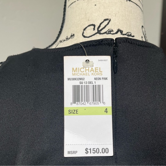 NWT Michael Kors neon pink color block dress with belt size 4 - Picture 9 of 10